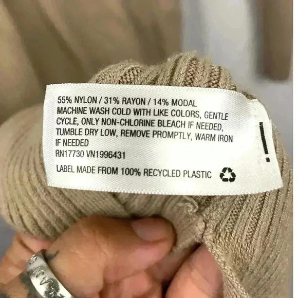 Light Brown Long Sleeve Ribbed Sweater Dress MEDIUM Pullover Prologue - Picture 6 of 9